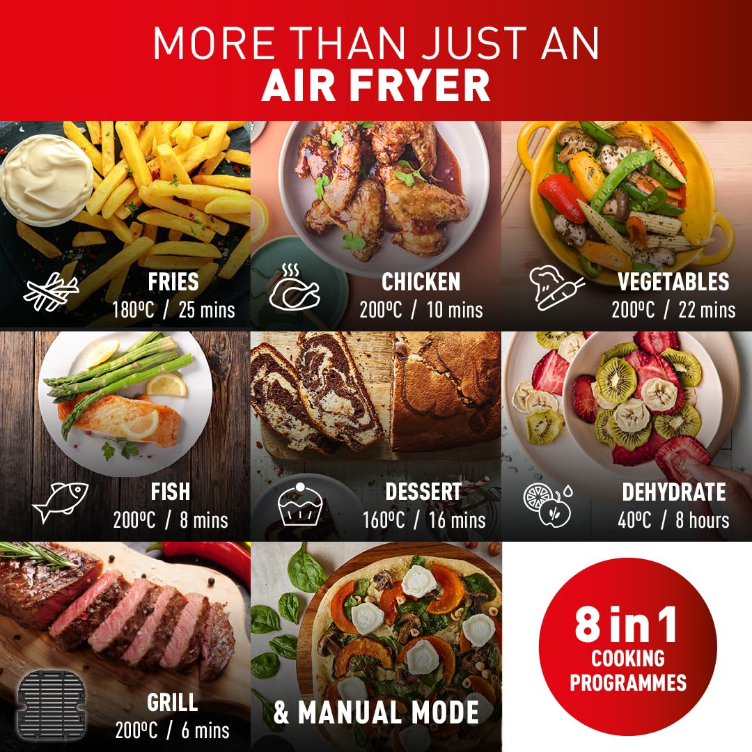 Tefal Easy Fry Dual Zone Digital air fryer, 2 Drawers, 8.3L, 8in1, Uses No Oil, Air Fry, Extra Crisp